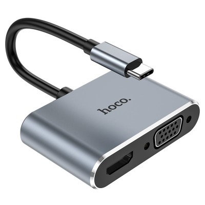 Конвертер Type-C на HDMI+VGA+USB3.0+PD Hoco HB30 Eco