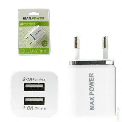 Мережевий зарядний 2 USB 2.1A MaxPower
