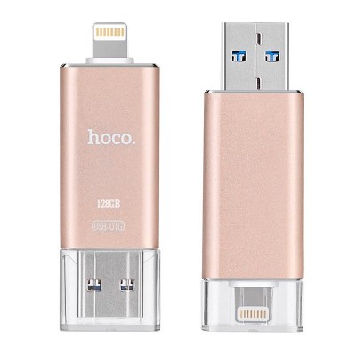 USB 3.0 Flash 128Gb Hoco UD2 (MFI) Key (Lightning) Gold
