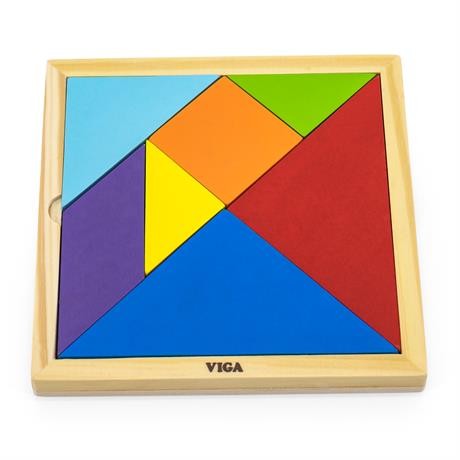 Игра-головоломка цветной деревянный танграм 7 элементов Viga Toys