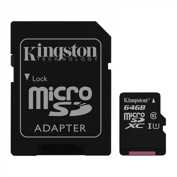 Карта памяти microSDXC 64Gb KIngston (UHS-1) + Adapter SD