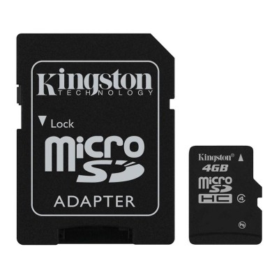 Карта пам'яті microSDHC 4Gb Kingston (Class 4) + Adapter SD