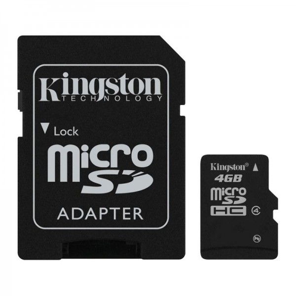 Карта памяти microSDHC 4Gb Kingston (Class 4) + Adapter SD