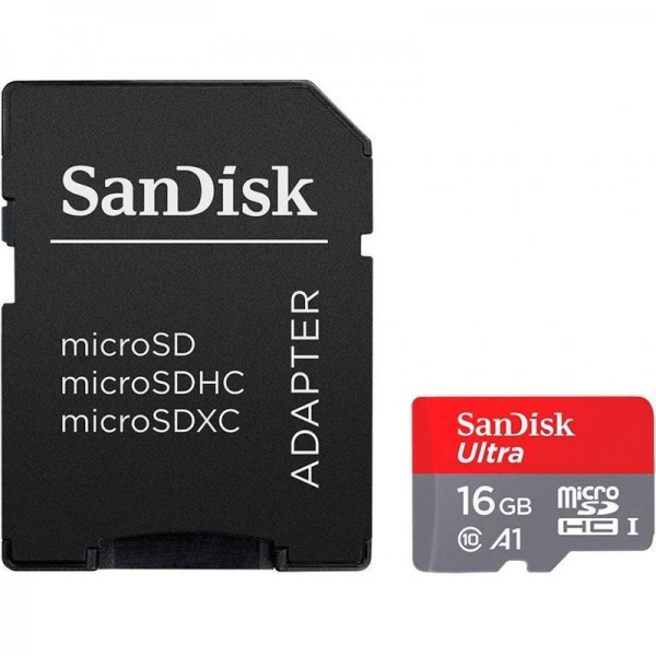 Карта памяти microSDHC 16Gb SanDisk Ultra A1 (98Mb/s) (class 10) + Adapter SD