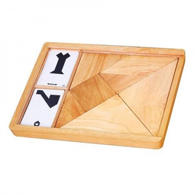 Игра-головоломка Деревянный танграм неокрашенный 7 элементов Viga Toys