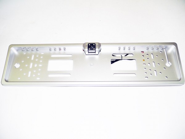 Камера заднего вида в рамке автомобильного номера с LED подсветкой Серая