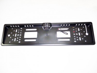 Камера заднего вида в рамке автомобильного номера с LED подсветкой Черная