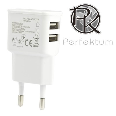 Сетевое зарядное 2 USB 2A Perfektum