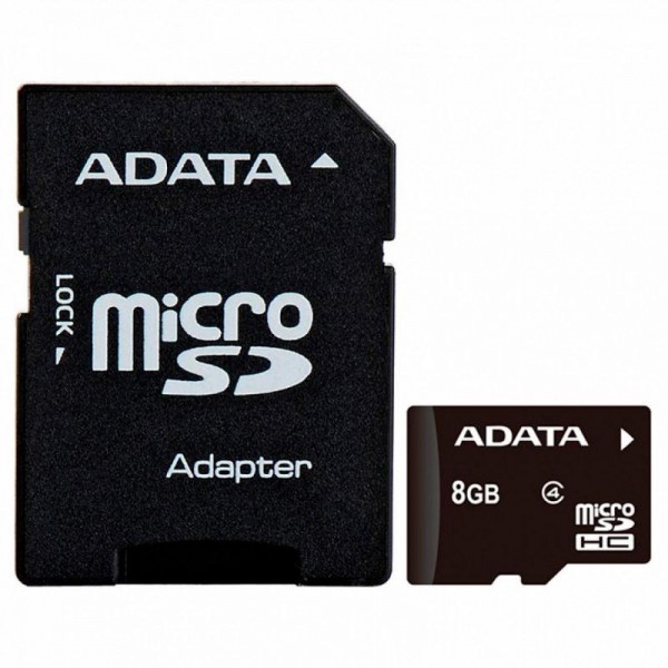 Карта памяти microSDHC 8Gb Adata (Class 4) + Adapter SD