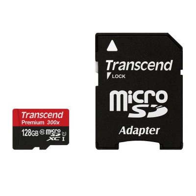 Карта памяти microSDXC 128Gb Transcent (UHS-1 x300) + Adapter SD