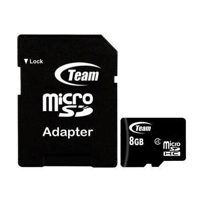 Карта памяти microSDHC 8Gb Team (Class 4) + Adapter SD