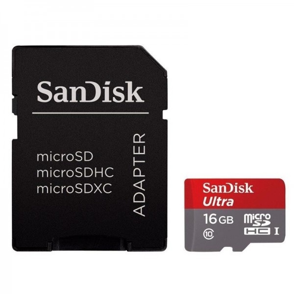 Карта памяти microSDHC 16Gb SanDisk Ultra  (class 10) + Adapter SD