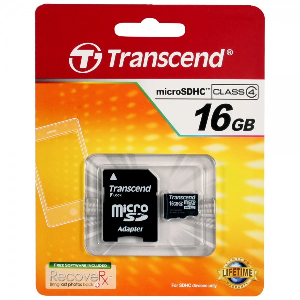 Карта памяти Transcend MicroSDHC 16 GB Class 4