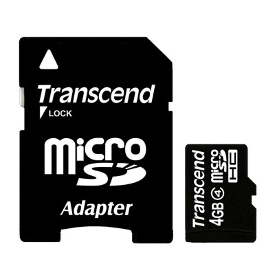Карта пам'яті microSDHC 4Gb Transcend (Class 4) + Adapter SD