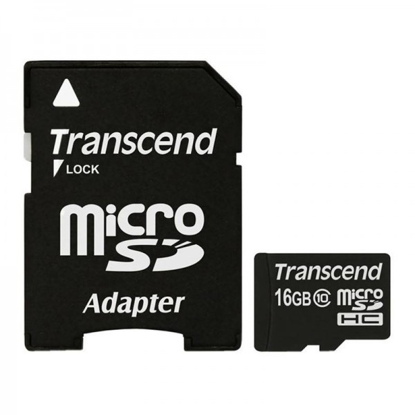Карта пам'яті microSDHC 16Gb Transcend (Class 10) + Adapter SD