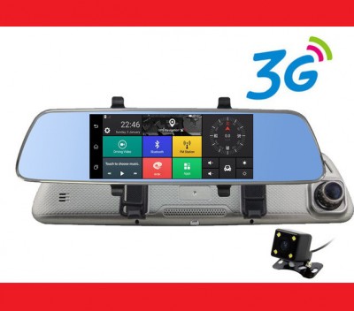 A6 Зеркало регистратор, 7" сенсор, 2 камеры, GPS навигатор, WiFi, 8Gb, Android, 3G