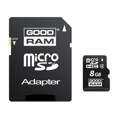 Карта памяти microSDHC 8Gb GoodRam (Class 4)  + Adapter SD