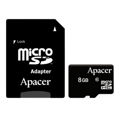 Карта памяти microSDHC 8Gb Apacer (Claas 10) + Adapter SD