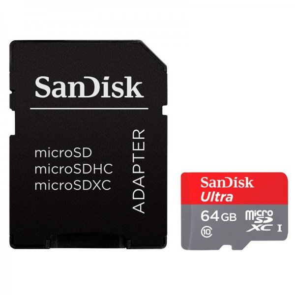 Карта памяти microSDXC 64Gb SanDisk (UHS-1)(80Mb/s) + Adapter SD